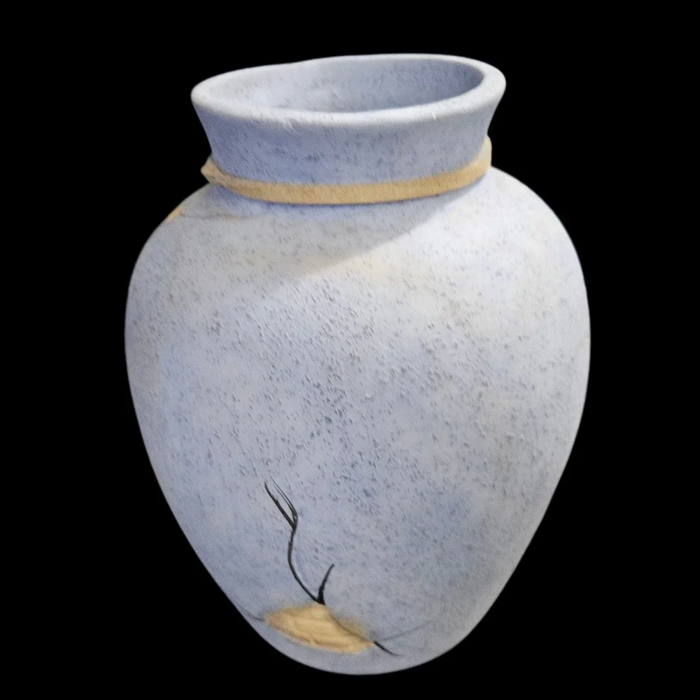 Handcrafted Studio Pottery Vase Blue Matte Glaze Southwestern Beaded 6 Inch